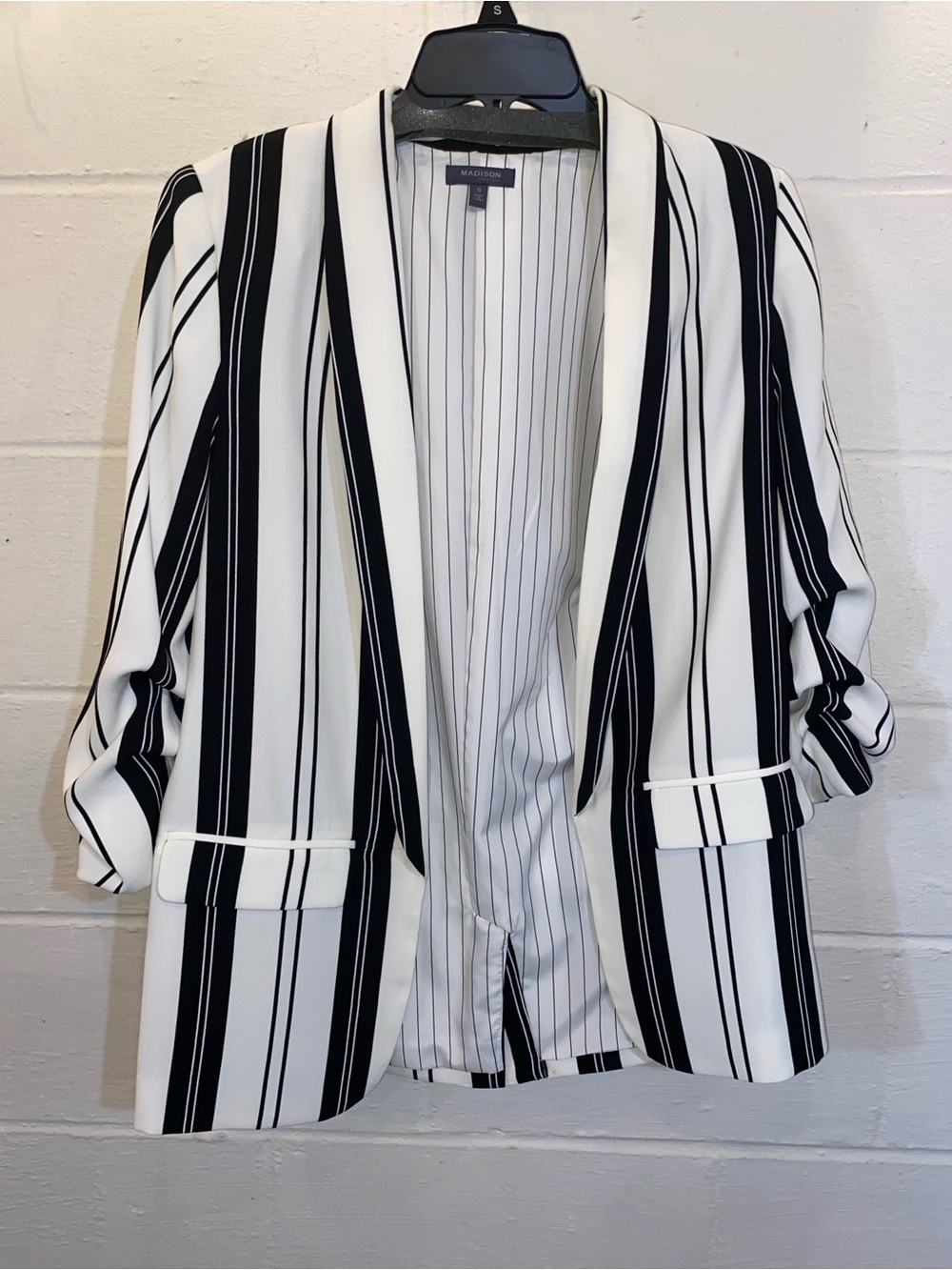 Madison White and Black Vertical Stripe Blazer